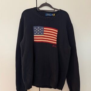 The Iconic Flag Sweater - Polo by Ralph Lauren Unisex Navy American Flag Sweater